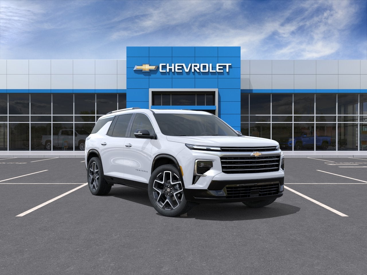 2026 Chevrolet Traverse High Country in Polar White Tricoat — front three-quarter view